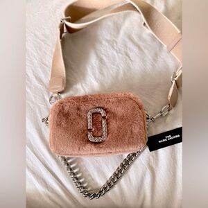 NWT Authentic Marc Jacobs Snapshot Plush Faux Fur crossbody Bag Fluffy Rose